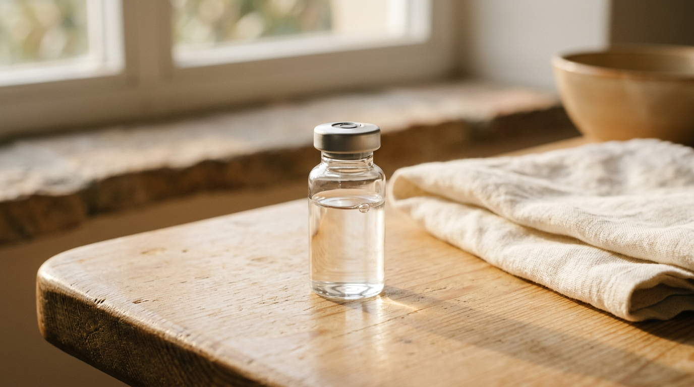 What is a microdose of tirzepatide explained: small vial of compounded tirzepatide on a calm clinical surface