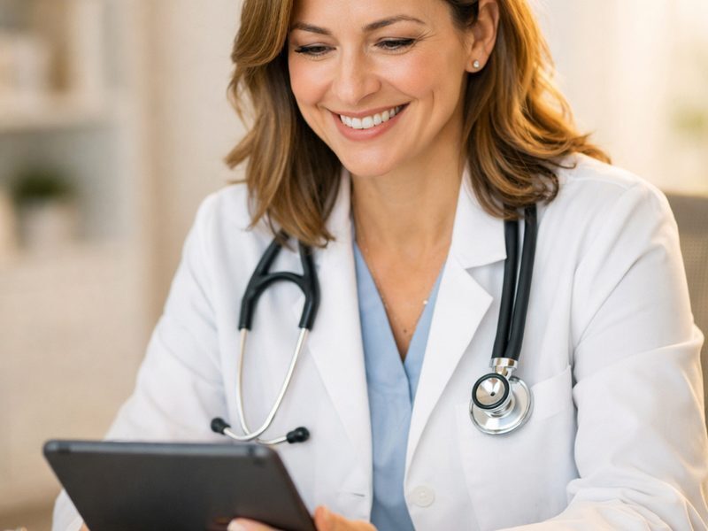 Doctor reviewing patient information